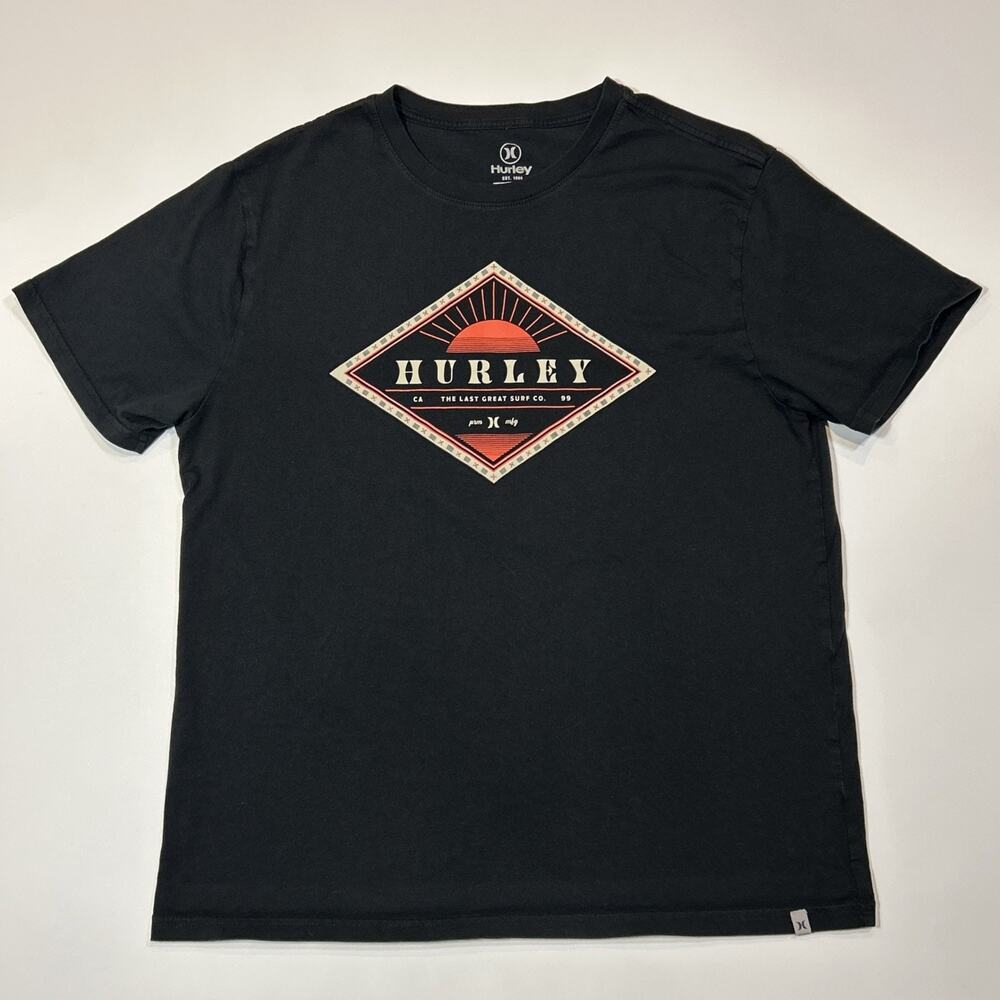 Hurley T Shirt Mens Size Medium Black Surfing Short Sleeve Surf Tee Logo